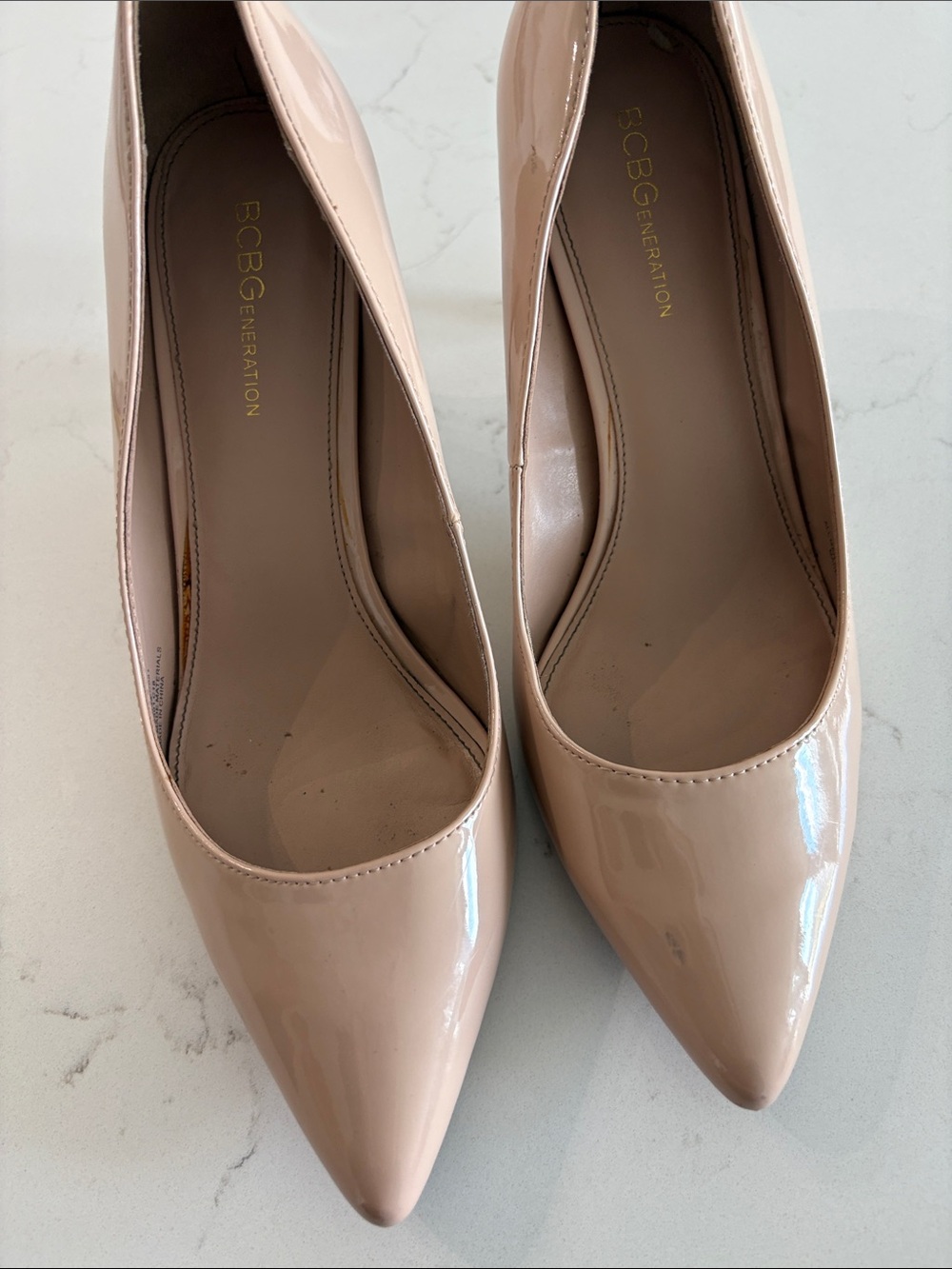 BCBGeneration Blush Patent Pointed-Toe Pumps